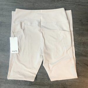 MATE the label organic pocket stretch leggings in bone, M